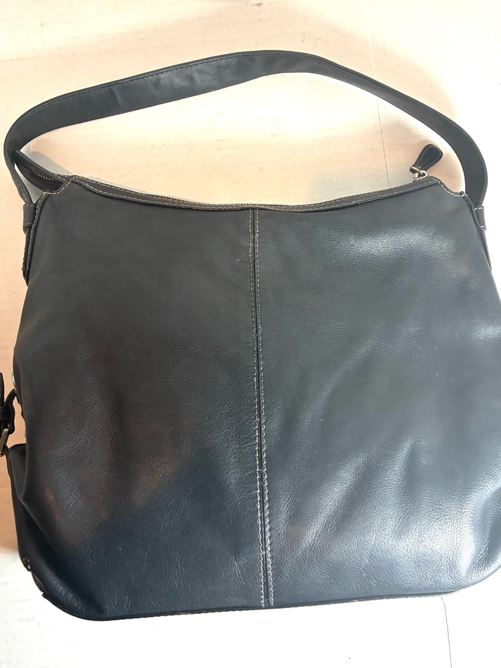 Michael Kors Black Leather Hobo Shoulder Bag Slouch Quiet Luxury